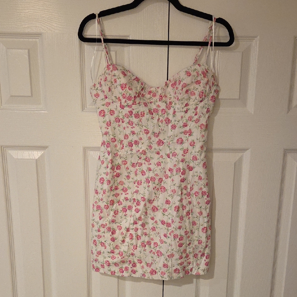 Zara Pink and Cream Floral Mini Dress